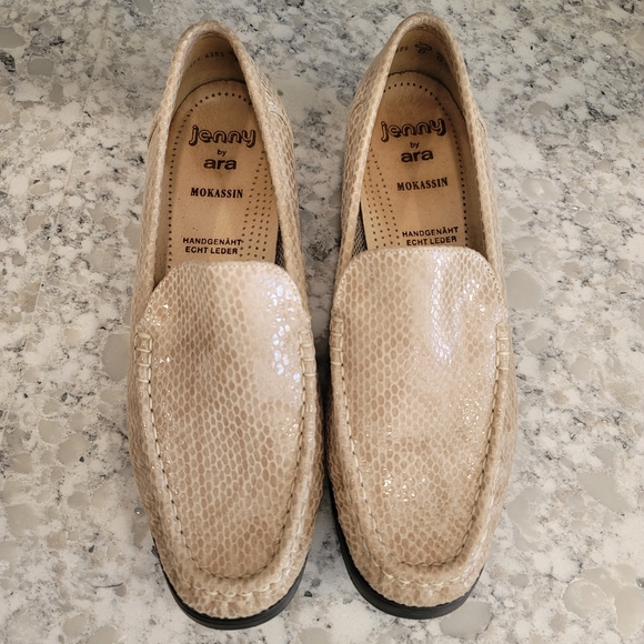 Jenny by Ara Germany Mokassin Moccasin Loafer Tan Animal Print Leather Sz: 7 - Picture 2 of 8